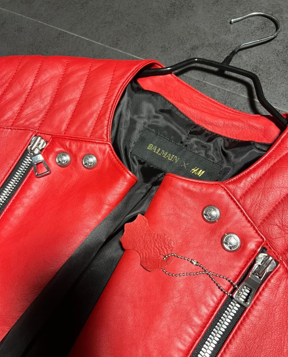Bamain 발망 H&M 라이더 가죽 자켓 95 상품이미지3