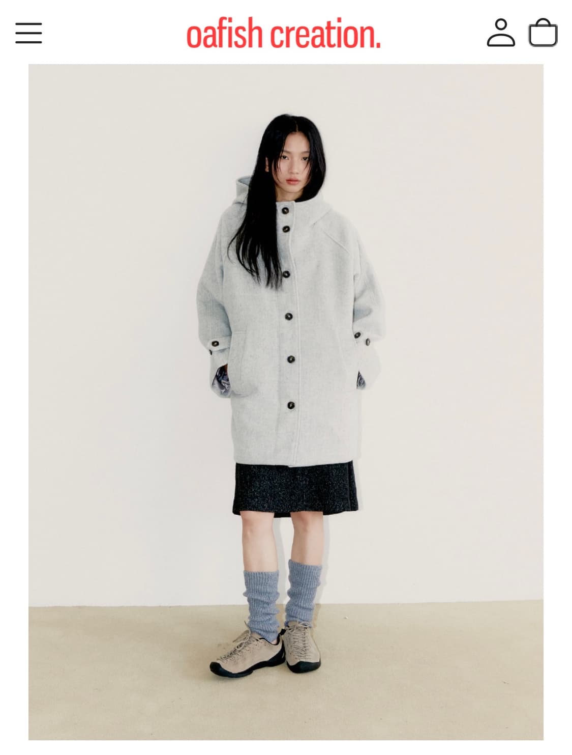 오피쉬 리치 울 하프 코트 그레이 상품이미지2