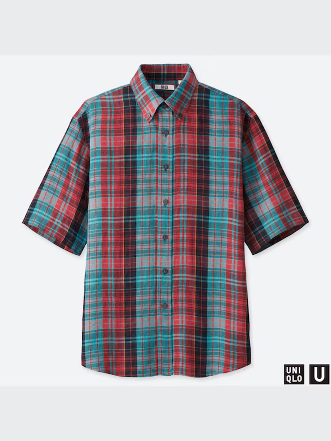 [XL]유니클로 U 린넨 반팔 체크 셔츠 상품이미지1