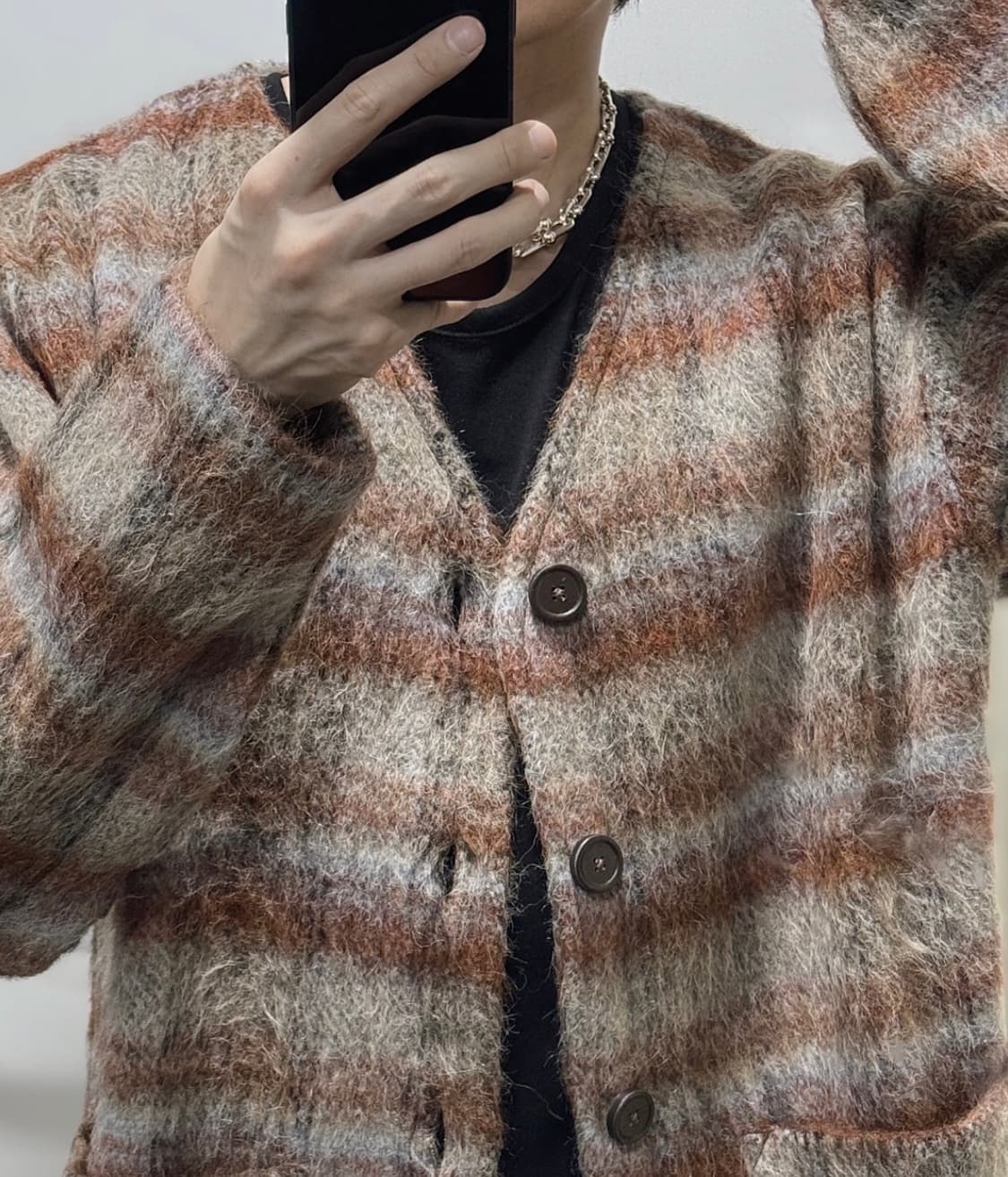 [46] 아워레가시 모헤어 가디건 어멘트 체크 상품이미지9