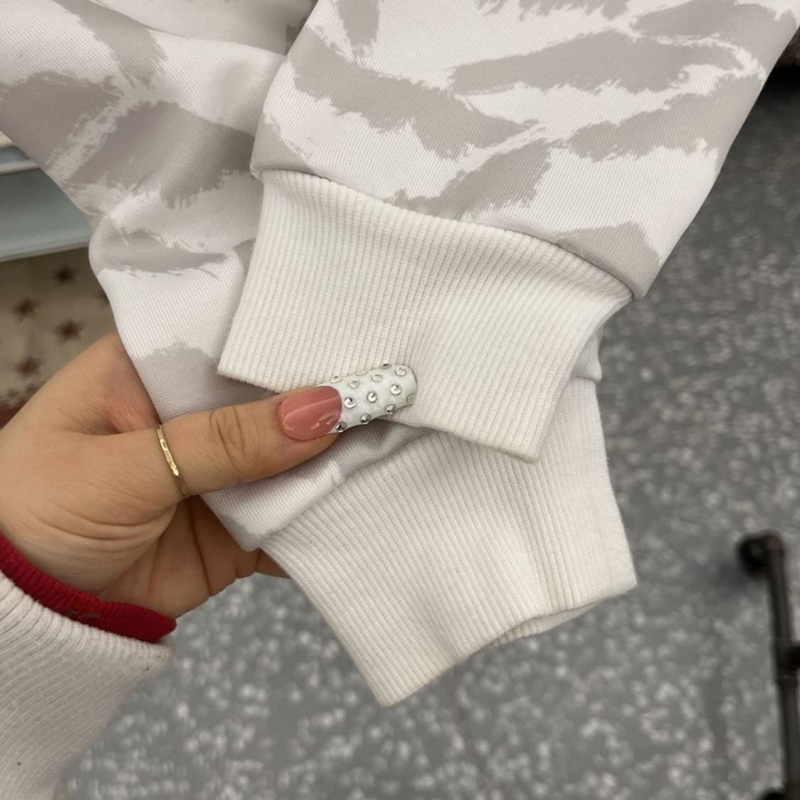 아디다스 스트릿 펑크 갸루 화이트 카모 져지 집업 XS C10103 상품이미지8