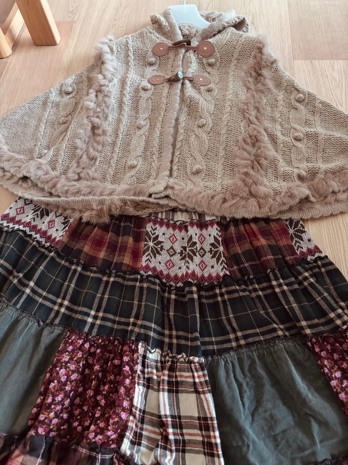 빈티지 모리걸세트 대장템 케이프 니트 패치스커트 모리노가토 상품이미지2