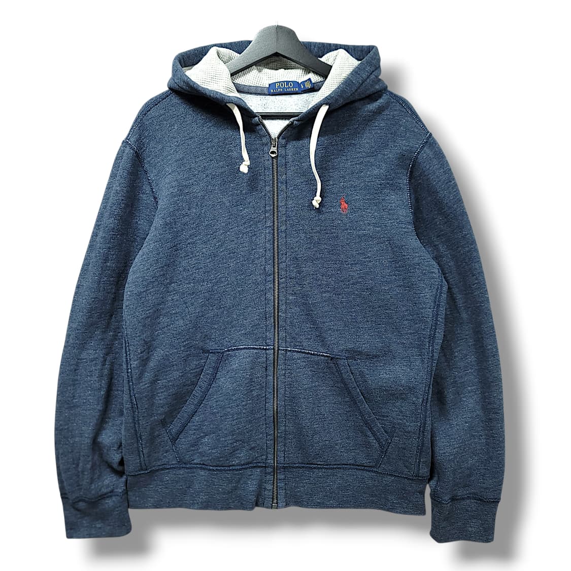 [L] 폴로 네이비 블루 인디고 기모 후드 집업 상품이미지1