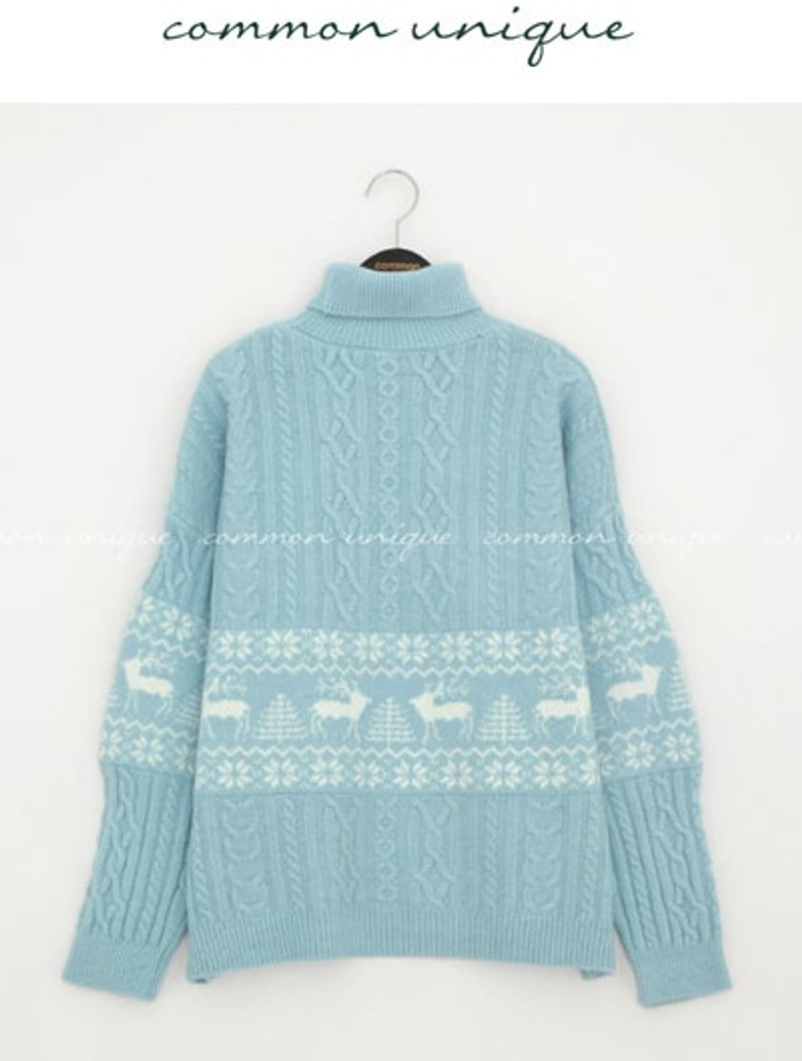 (김소은 착용)노르딕 폴라넥 니트 스카이블루 상품이미지1