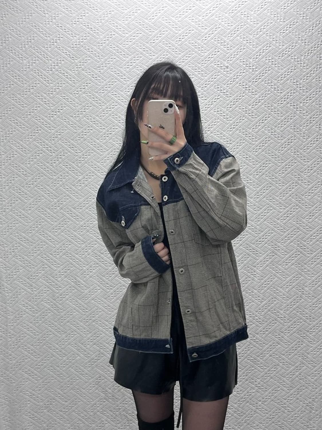 스와거 유니크 캐주얼 체크 트러커 데님 자켓 XL C08863 상품이미지2