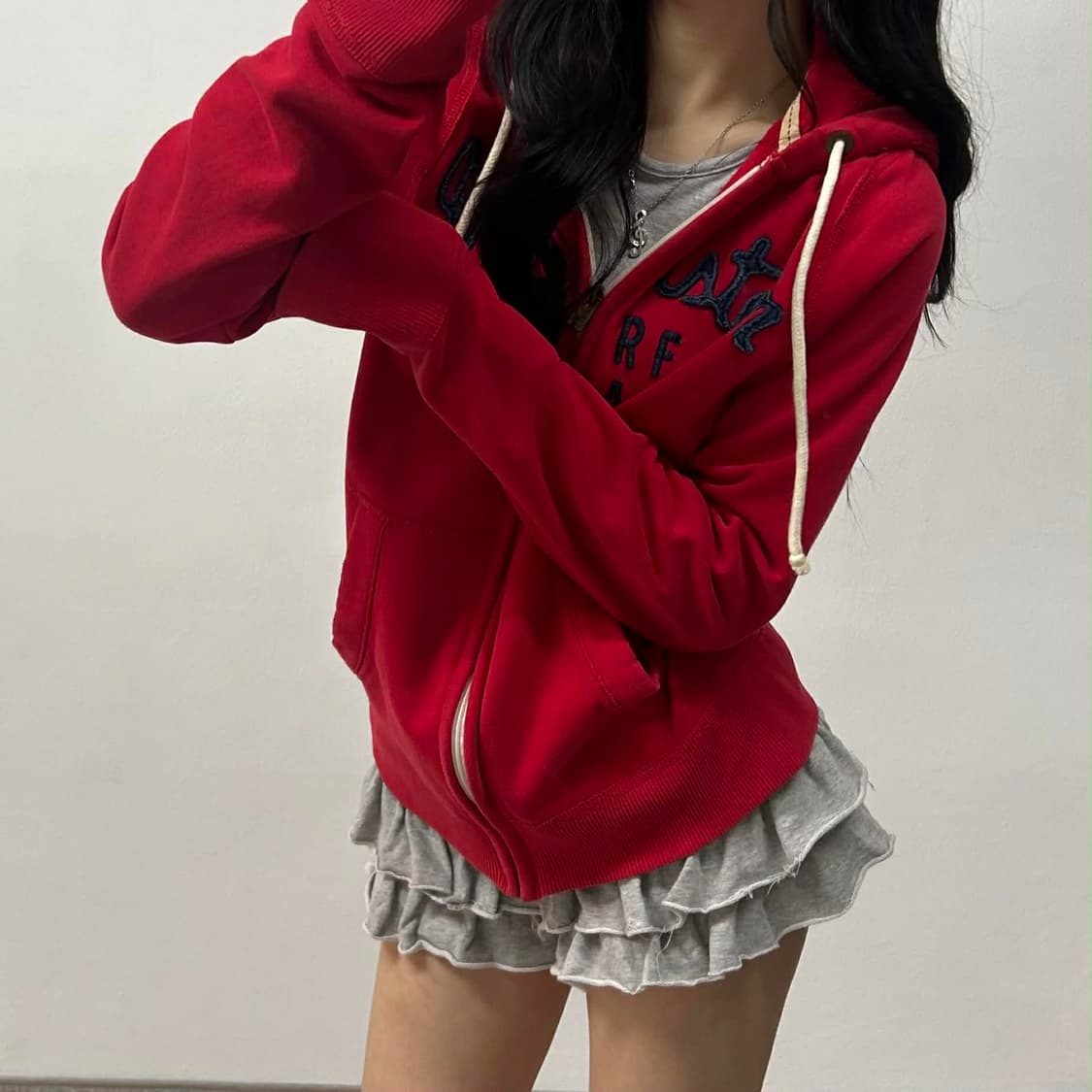 홀리스터 y2k 여리핏 걸즈 스웻 후드집업 희귀져지(M) 상품이미지1