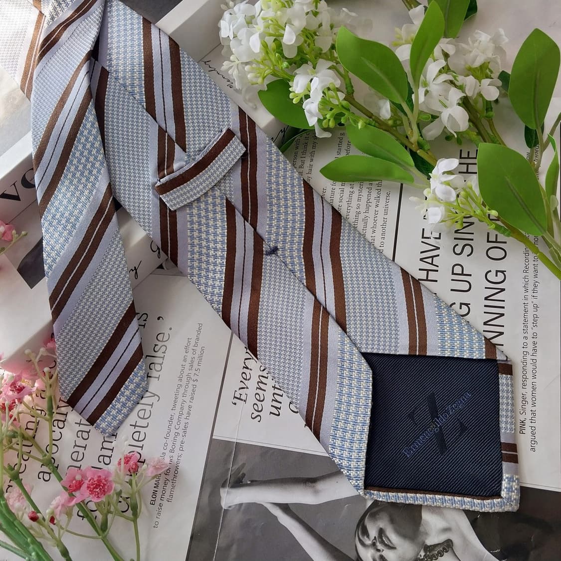 에르메네질도 제냐 실크 스트라이프 넥타이 9.6cm A등급 k2015 상품이미지5