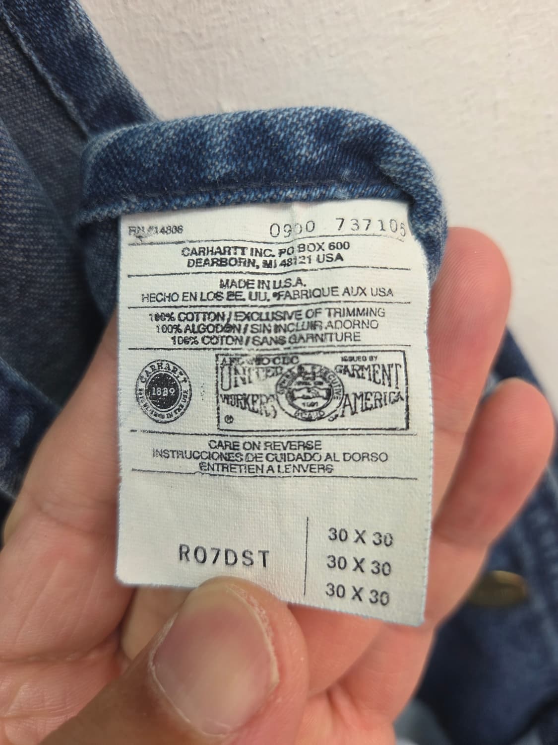 30 00S 칼하트 오리지널 워크웨어 오버롤 데님 멜빵바지 팬츠더블니 상품이미지7
