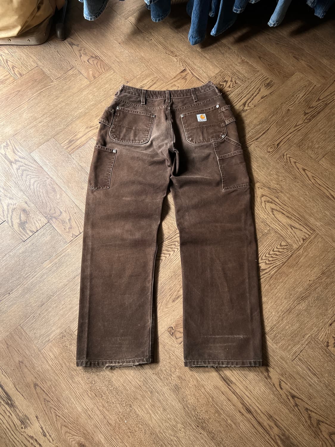 [28]칼하트 USA 빈티지 페이딩 다크브라운 더블니 워크 팬츠 상품이미지2