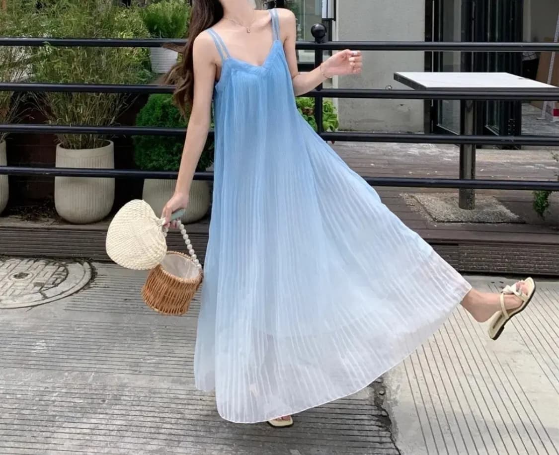 그라데이션 플리츠원피스 상품이미지1