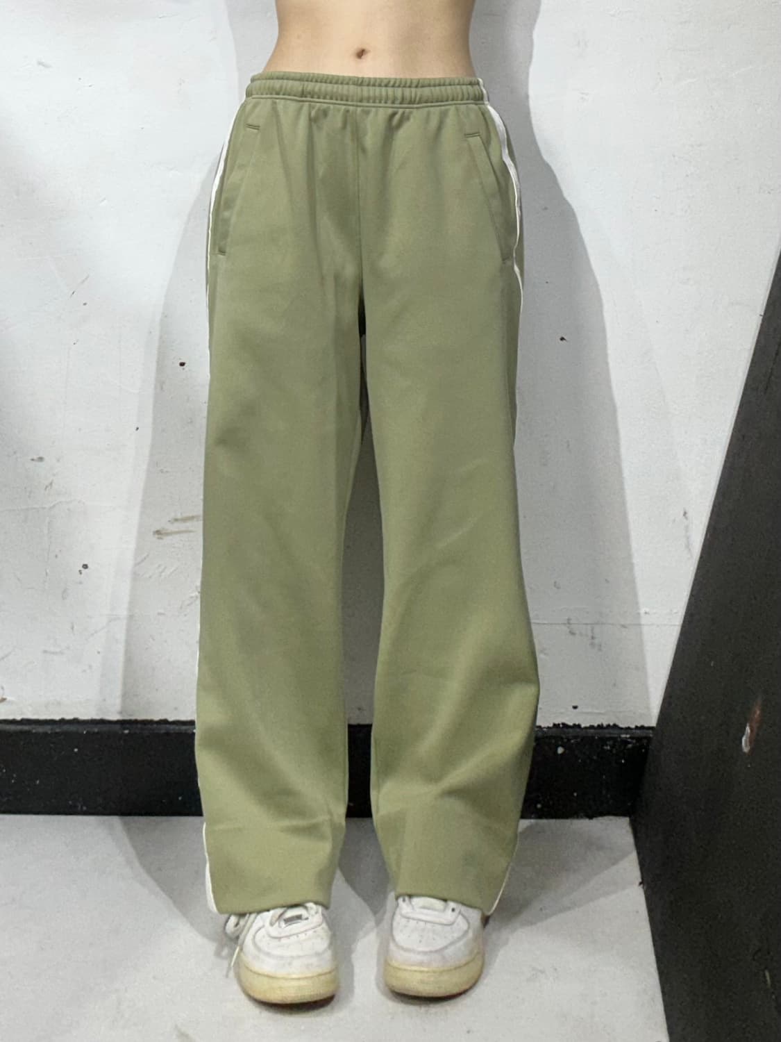 챔피온 카키 화이트 사이드 라인 와이드 추리닝 바지 트레이닝 팬츠 M 상품이미지2