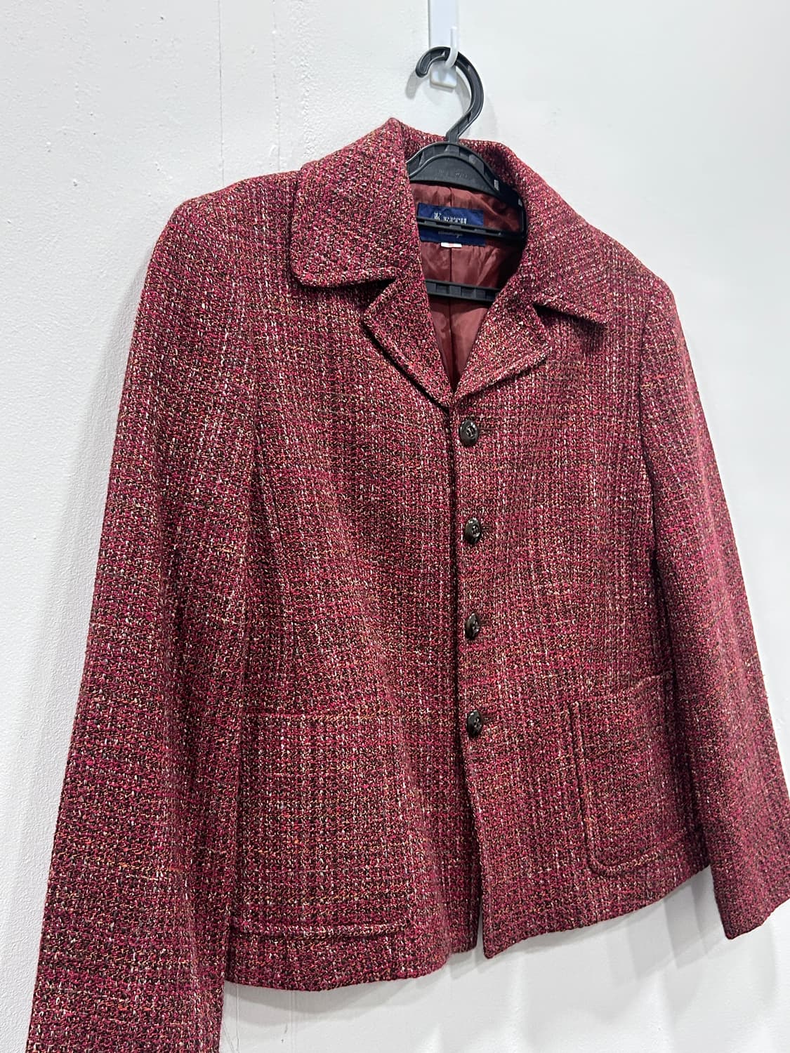 Japan 키이스 실크 혼방 트위드자켓 버건디 여성 85 상품이미지2