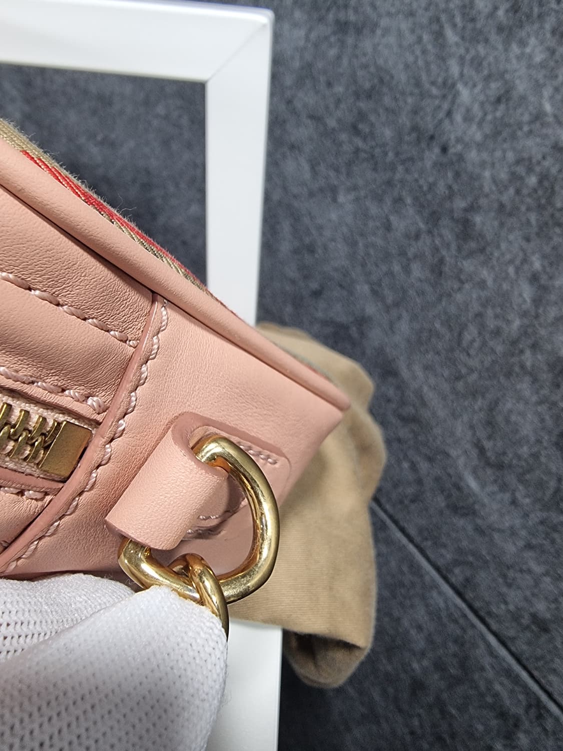 버버리 빈티지 체크 코튼 핑크 링크 체인 카메라백 상품이미지7