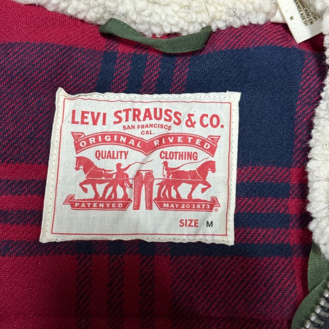 리바이스 리프 패턴 플리스 후드 파카 카키 상품이미지6