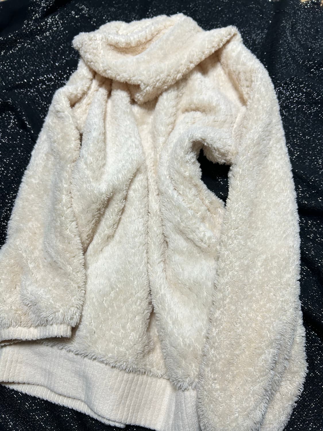 2000s JPN 달천깔 폼폼 양털 화이트 후드집업 상품이미지4