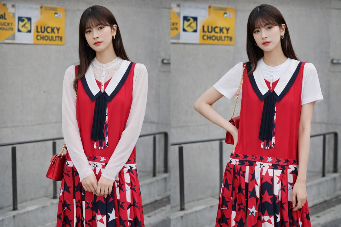 럭키슈에뜨 브이넥 롱 원피스 상품이미지1