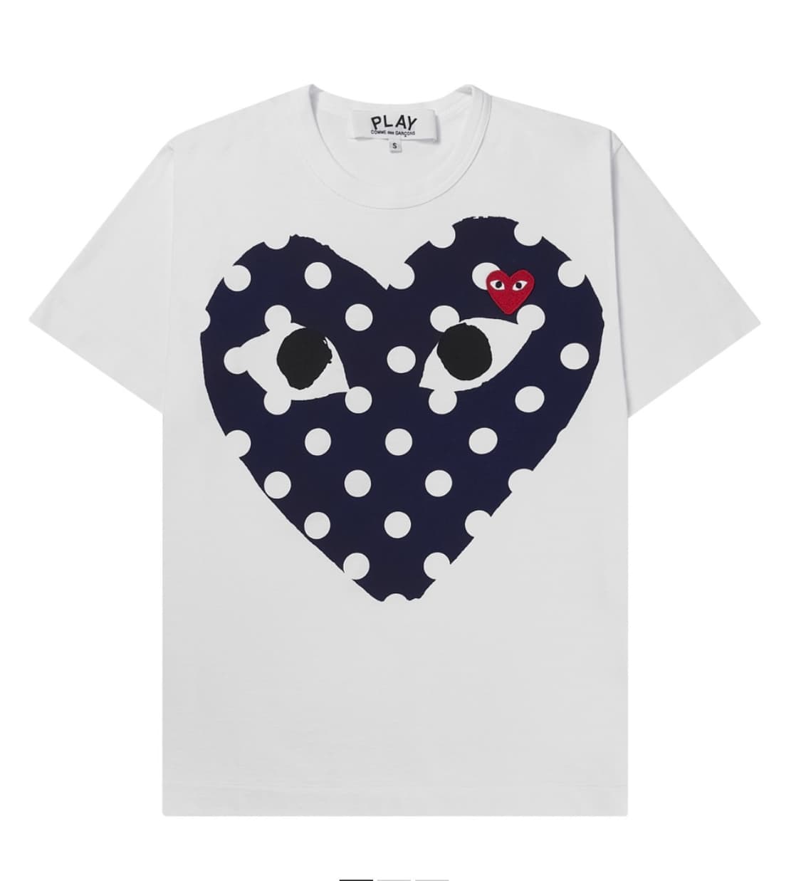 꼼데가르송 레드 하트 프린트 블루하트 티셔츠  상품이미지1