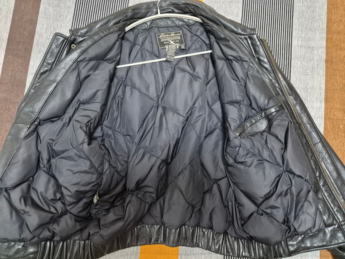 00's 에디바우어 구스다운 레더 봄버 자켓 상품이미지4