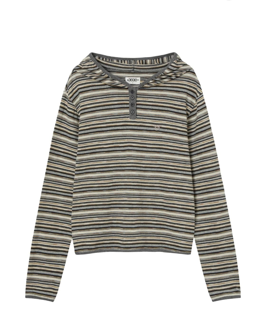 aeae STRIPE KNIT HOODIE [BEIGE] 상품이미지1