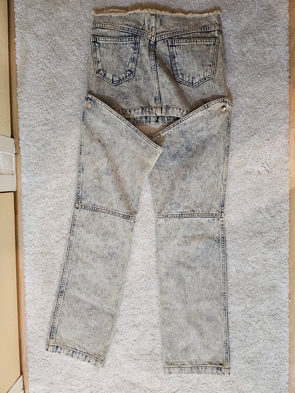 새상품(27-28)여성 탈부착 가능한 디스트레스드 데님 스커트 상품이미지3