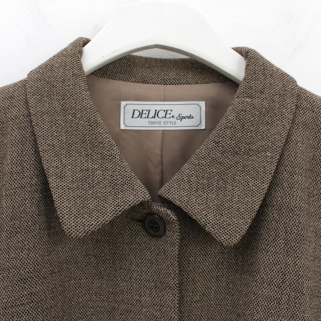 일본 빈티지 울 브라운 트위드 자켓 스커트 셋업 상품이미지4