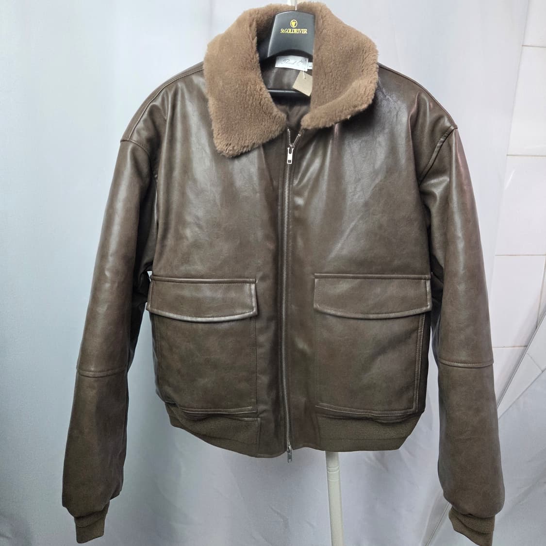 남77 무스탕 에코 양털 카라 레더 자켓 상품이미지2