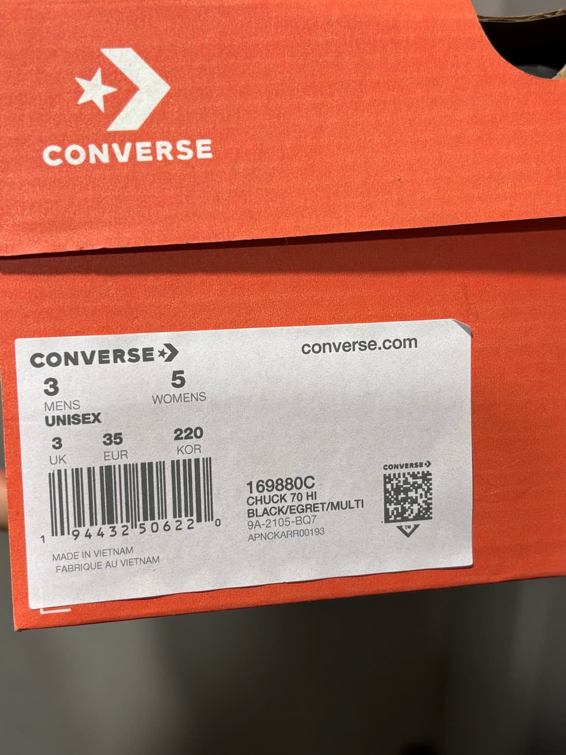 컨버스 척 70 페이즐리 블랙 220mm (풀박) 상품이미지7