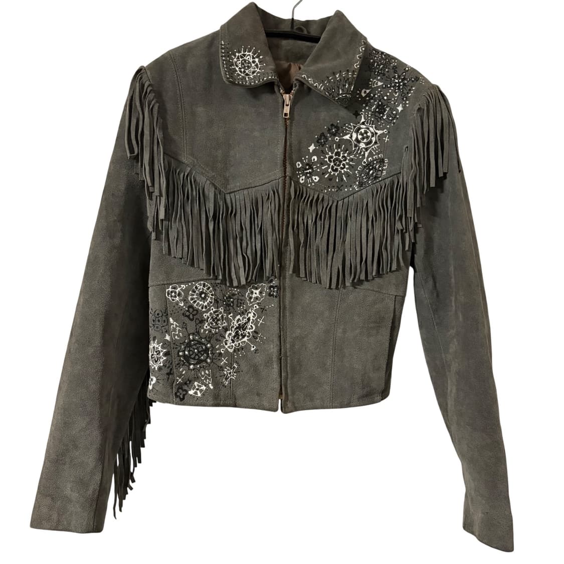 90s 핸드페인팅 스웨이드 프린지 웨스턴 자켓 상품이미지1