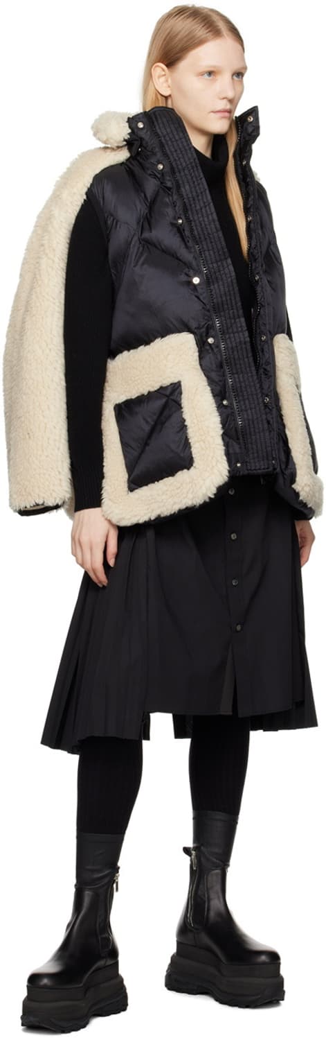 사카이 시어링 블루종 퍼 자켓 블랙/에크루 상품이미지10