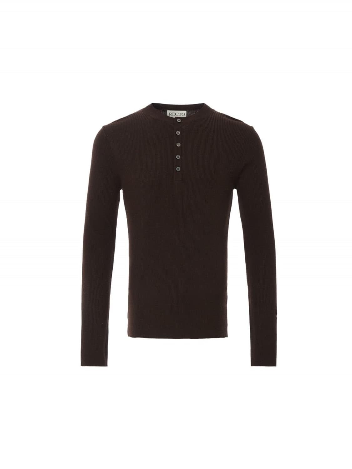 M 렉토 자카드 패치 헨리넥 니트 브라운 미개봉 새제품 판매 상품이미지1