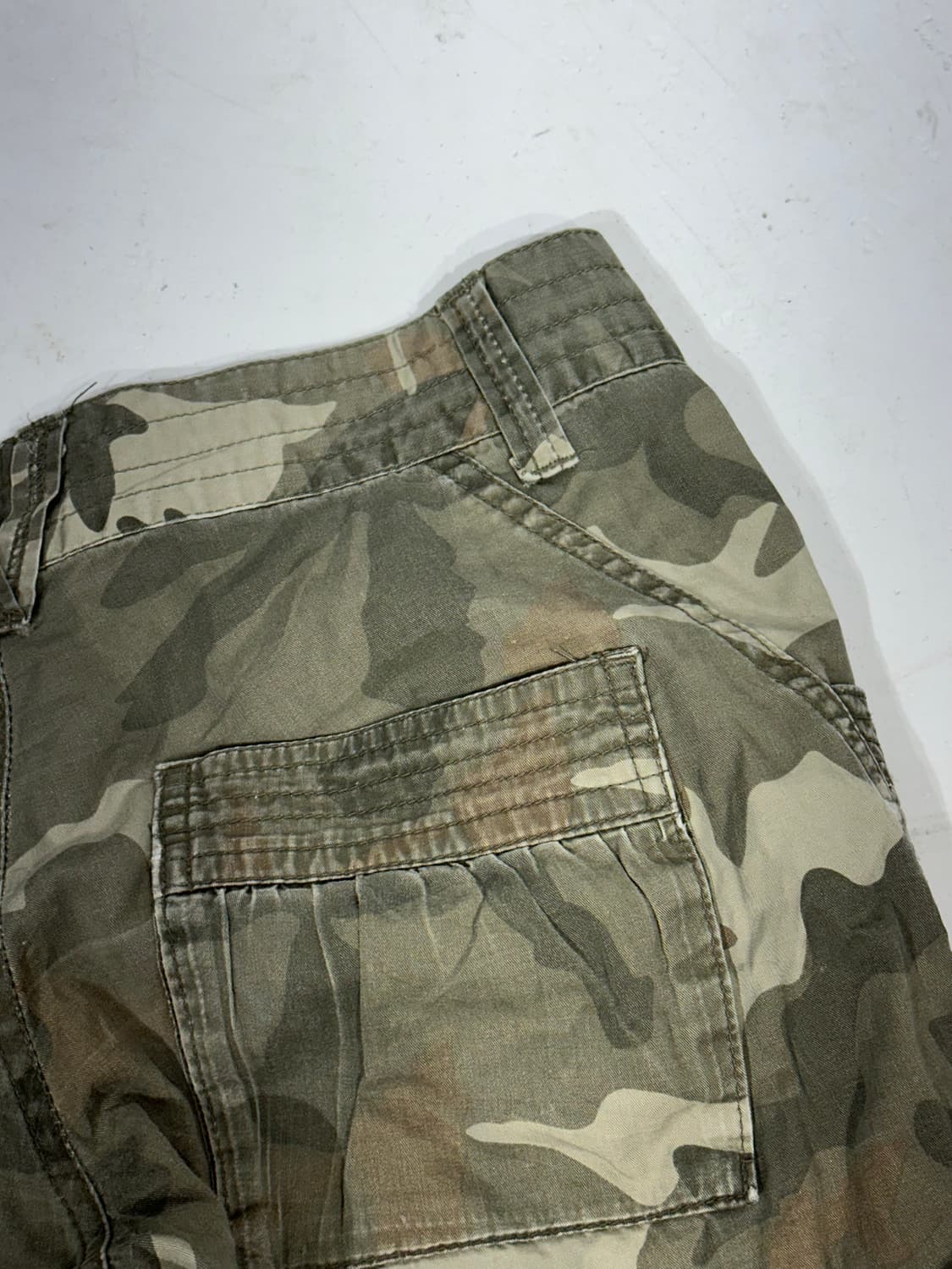 일본 빈티지 카키 카모 와이드 카고 팬츠 M 상품이미지6