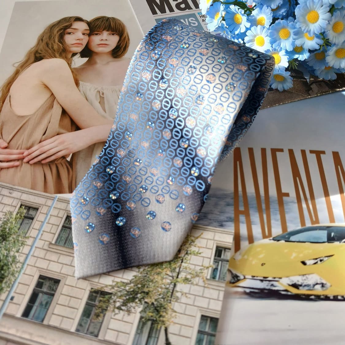 메트로시티 실크 패턴 넥타이 8.1cm A+등급 A19764 상품이미지4