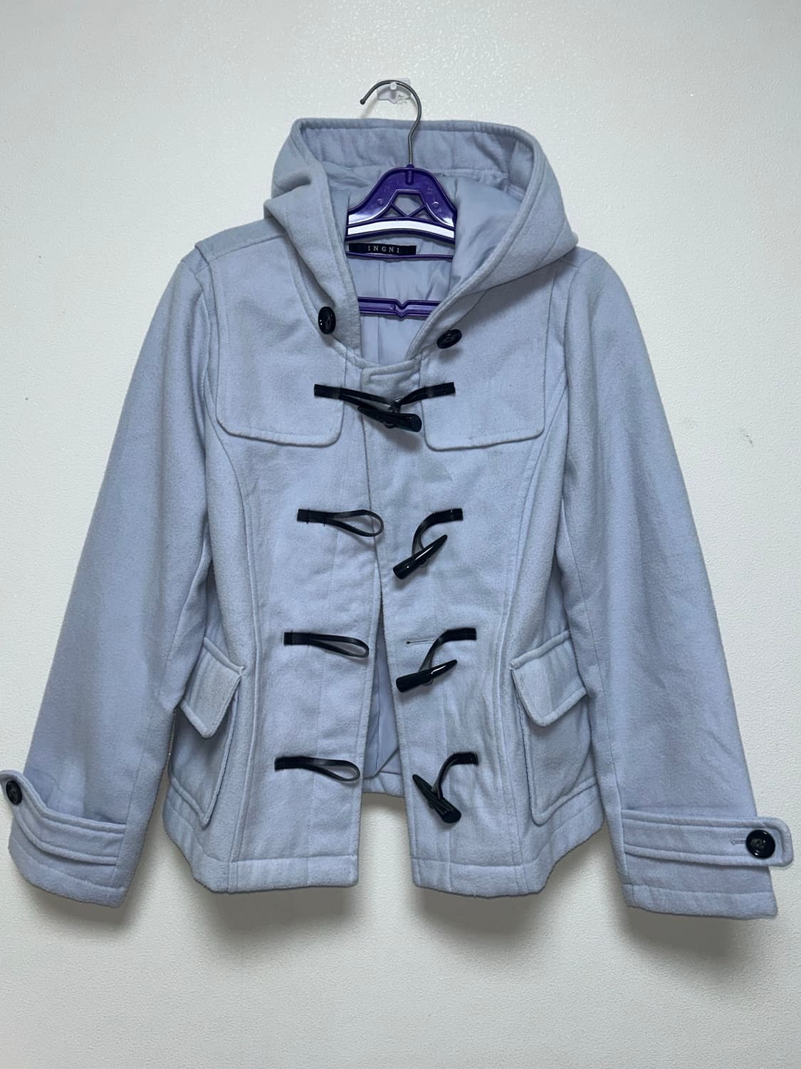 하늘색 후드 떡볶이코트 숏코트 상품이미지1