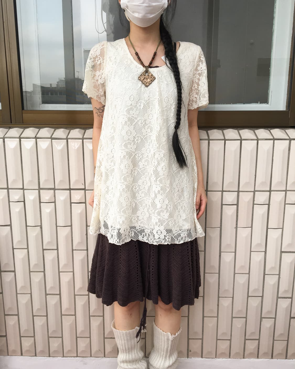 Flower pattern crochet top 상품이미지6