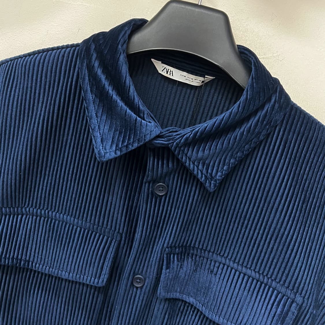ZARA 자라 오버핏 네이비 코듀로이 셔츠 남방 해외 M 상품이미지3