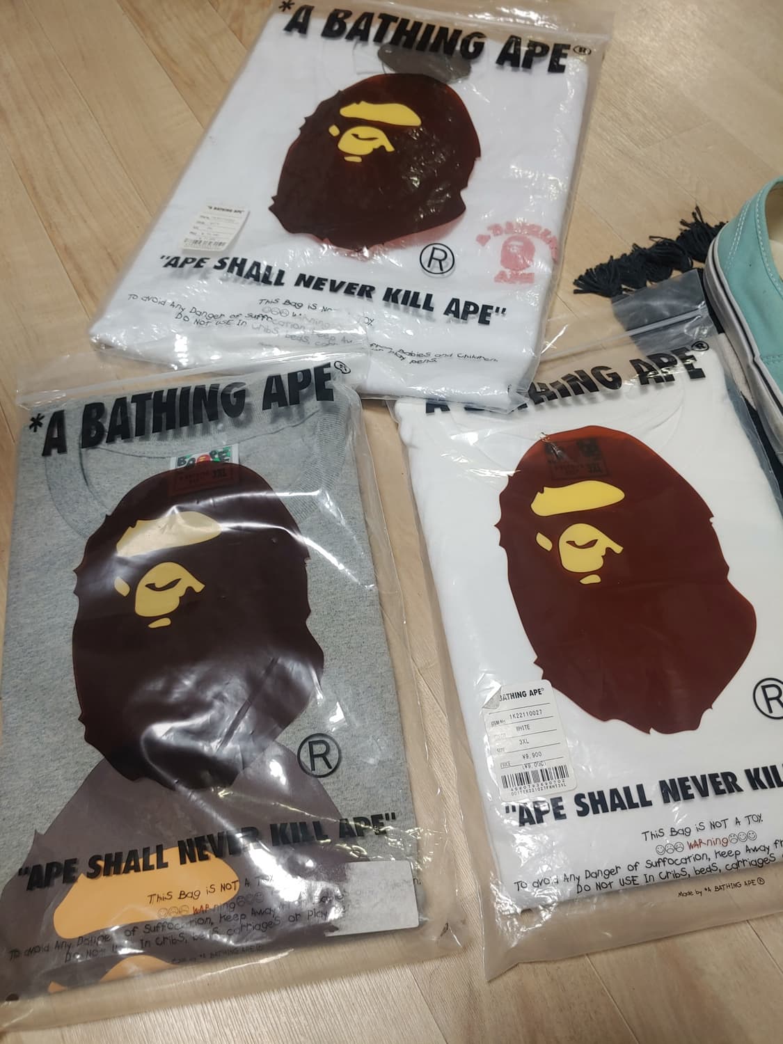 [3xl]베이프 go ape 포인트 빅사루 반팔티 그레이 상품이미지2