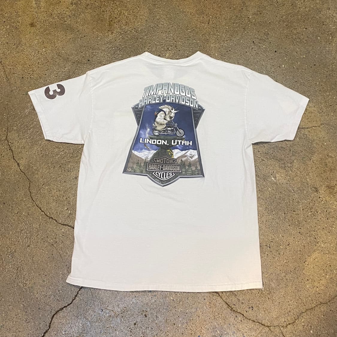 미국 빈티지 할리데이비슨 03로고 LINDON 반팔티 흰티셔츠 상품이미지6