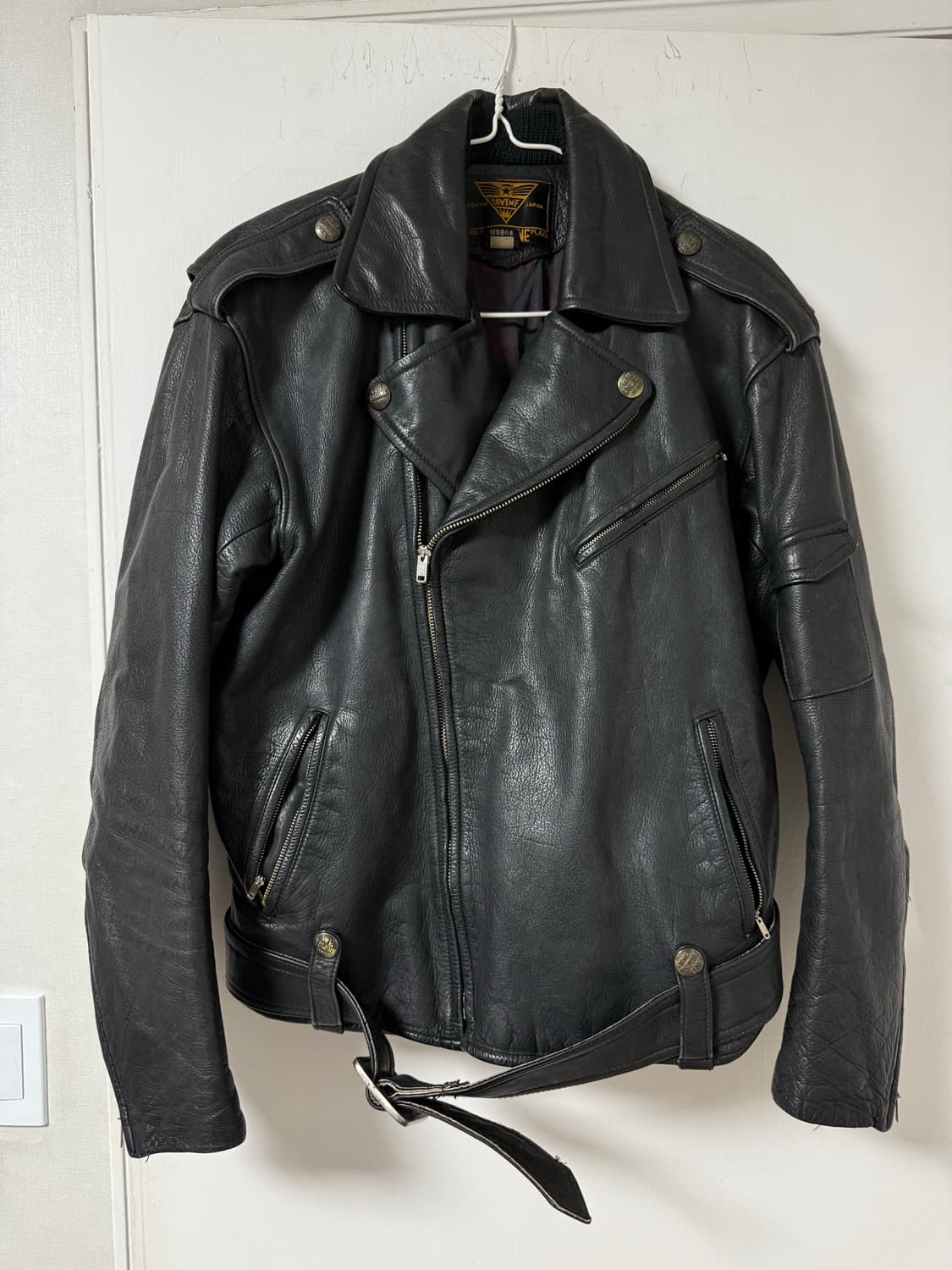 일본 komine 소가죽 더블카라 모토바이커 자켓 상품이미지2