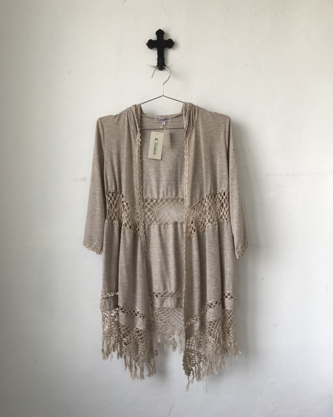 Fringe crochet layer hood open caridgan 상품이미지1