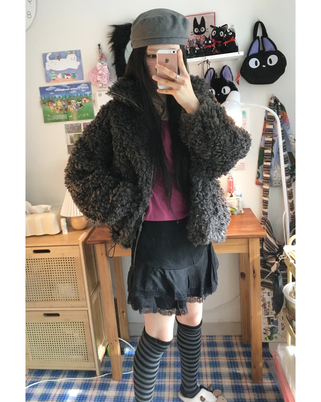 vintage lace trim mini skirt black 상품이미지4