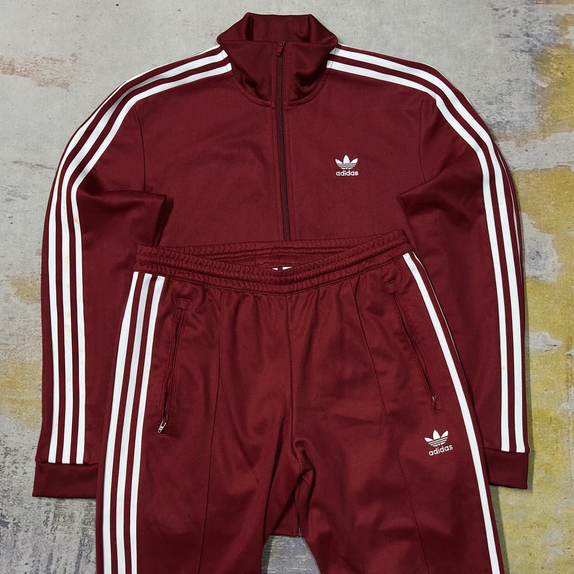 아디다스 베켄바우어 버건디 트랙세트 XL 상품이미지2