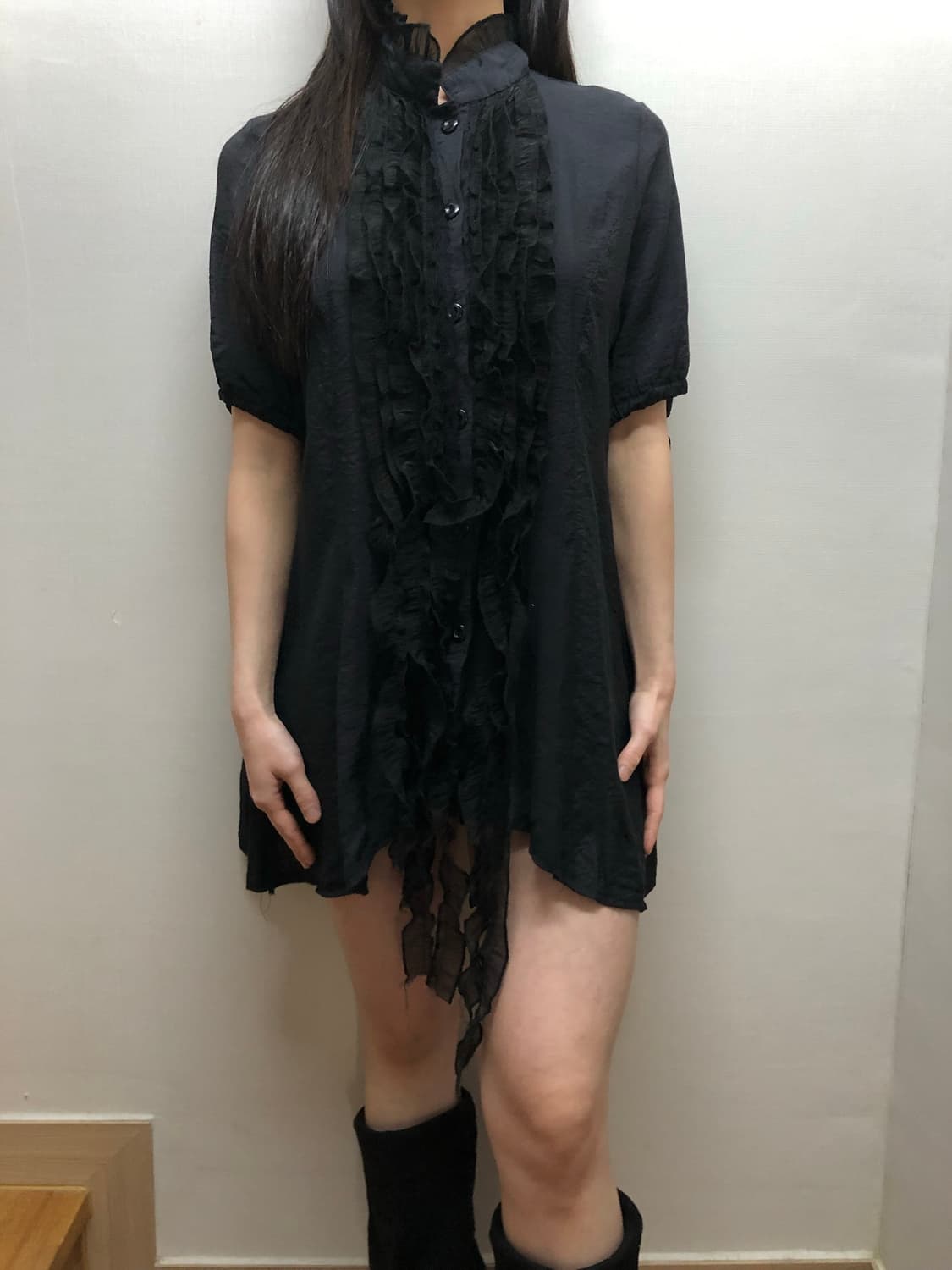 빈티지 블랙 프릴 미니 원피스 상품이미지5