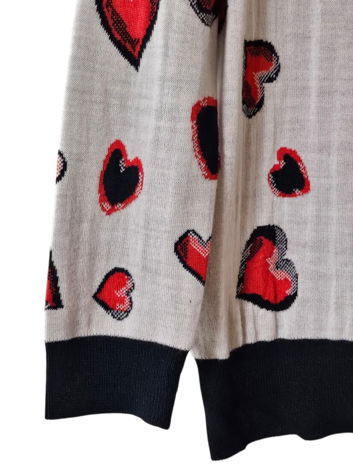 레니본 하트 패턴 베이지 여성 니트 스웨터 55 상품이미지6