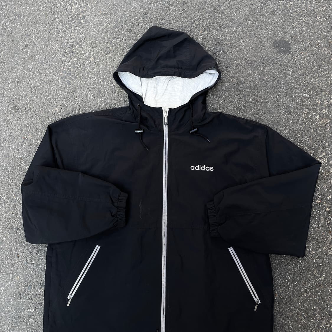 90s 아디다스 코리아 빅로고 올드스쿨 후드 바람막이 트랙자켓 L XL 상품이미지4