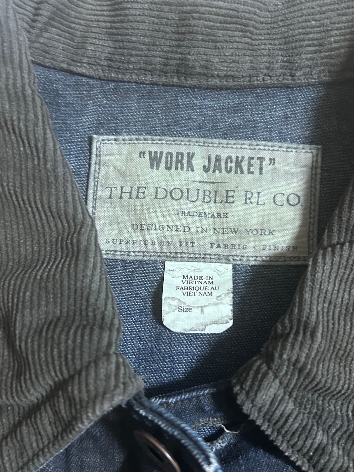 RRL 코듀로이 트림 인디고 데님 워크 자켓 M 상품이미지3