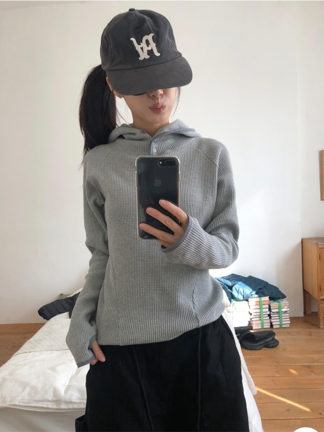 릿킴 와플 후드 워머 롱슬리브 상품이미지1