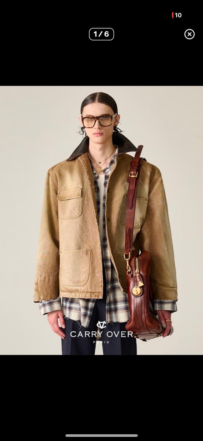 듀드나인 퓨에르옴므 캐리오버 레더 카라 캔버스 워크자켓 상품이미지1