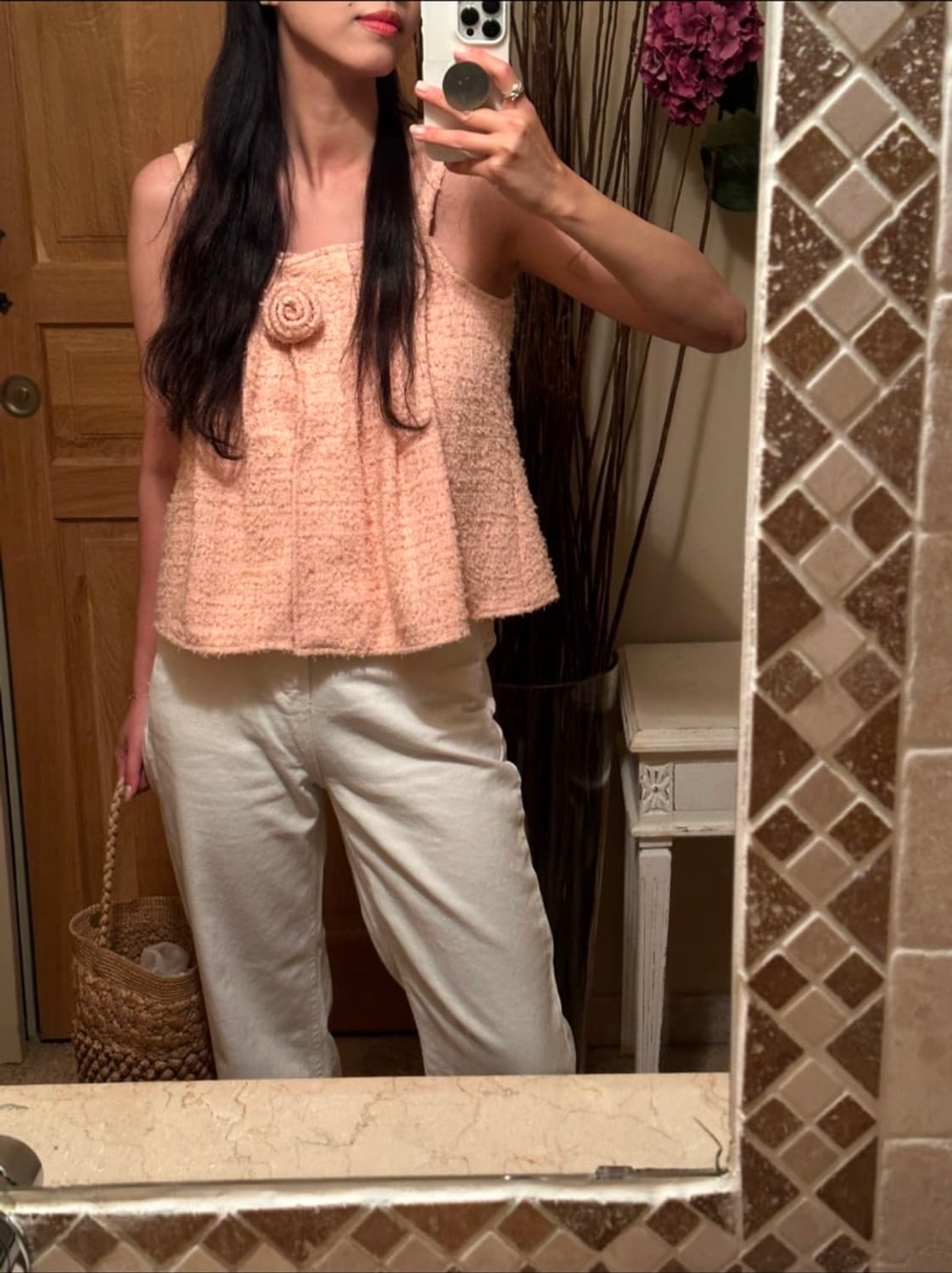 [새상품] 아카이브제이투유 트위드 슬리브리스 로즈 브로치 상품이미지4