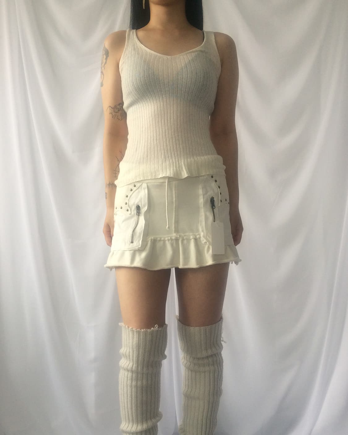 Back lace up point ribbed sleeveless 상품이미지5