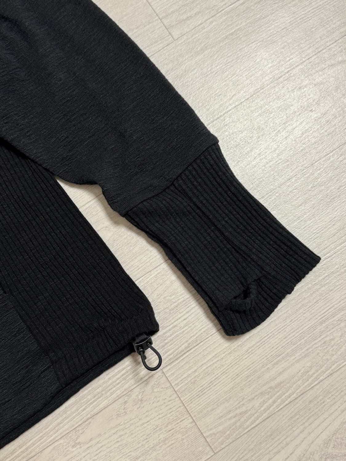 999휴머니티 슬럽 울 후디드 집업 블랙 1 상품이미지4